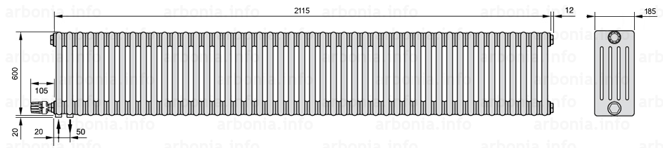 Схема (чертеж) Радиатор Arbonia 5060/47 №69 твн